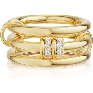 Stackable Rings for Women, 14K Gold Plated Dainty Cubic